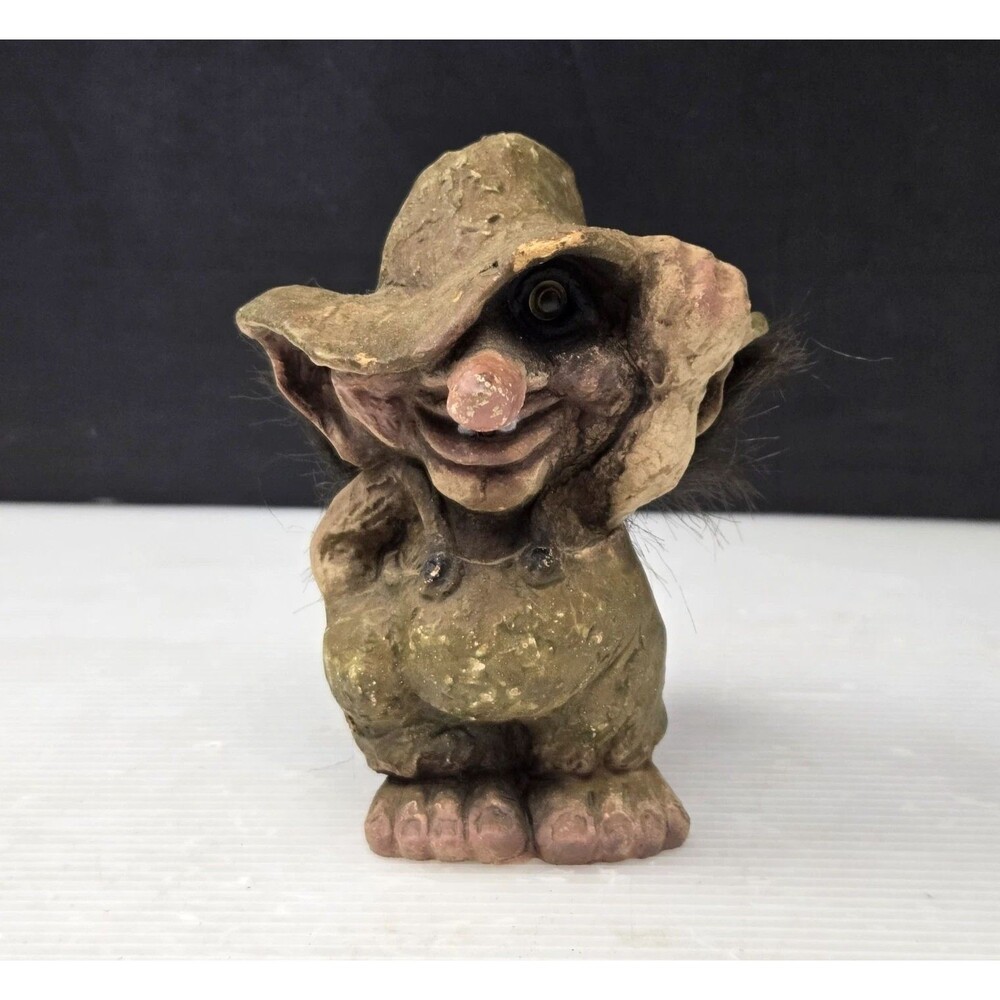 NyForm Troll 264 Norway Hat Overalls Handmade Folk Art Figurine Vintage Original